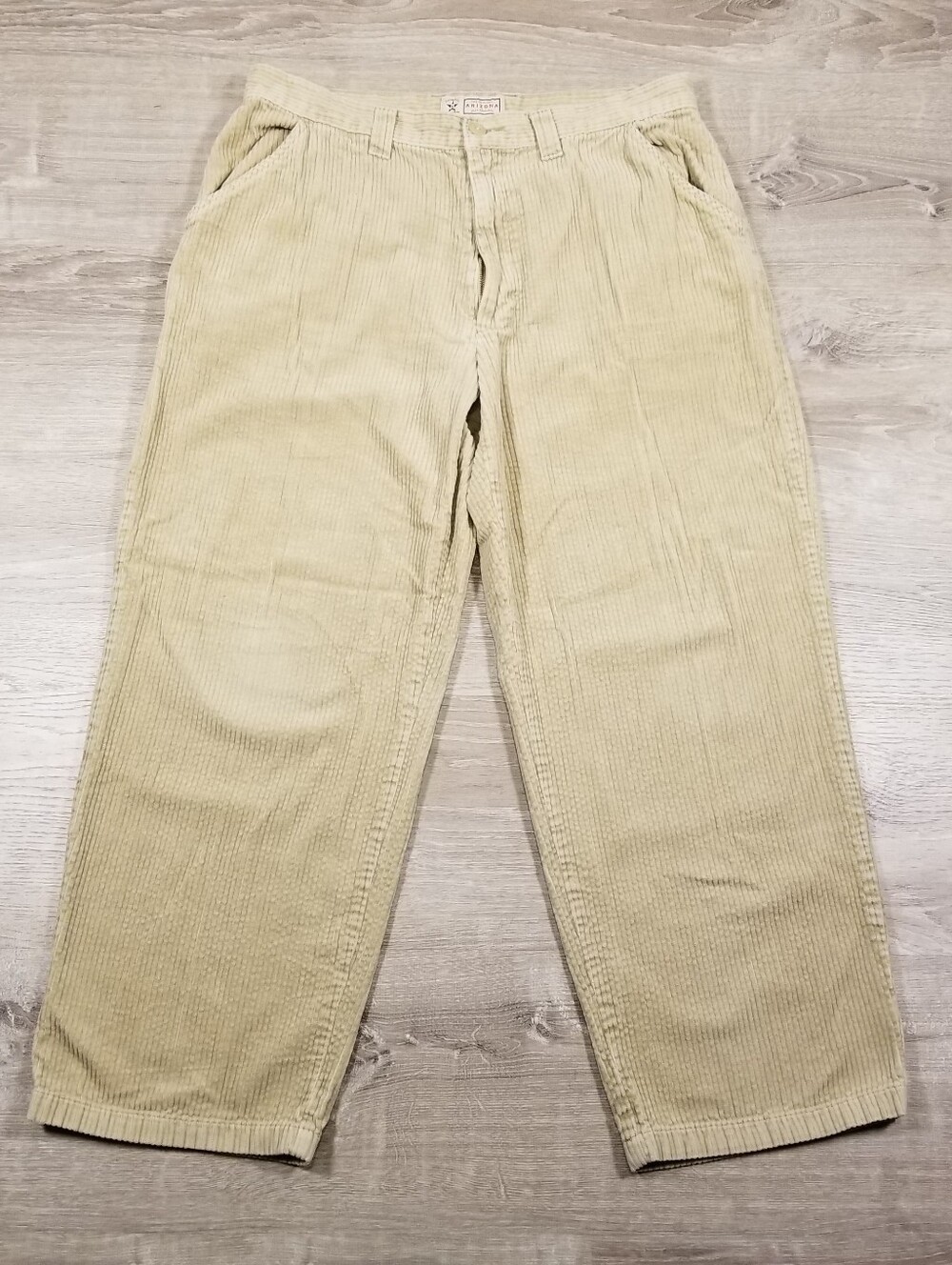 Vintage 90s Y2K Arizona Jean Co Wide Wale Corduroy Pants Mens 38x30 Tan Baggy